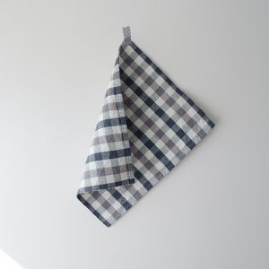 Hanging handwoven napkin in blue and grey checks